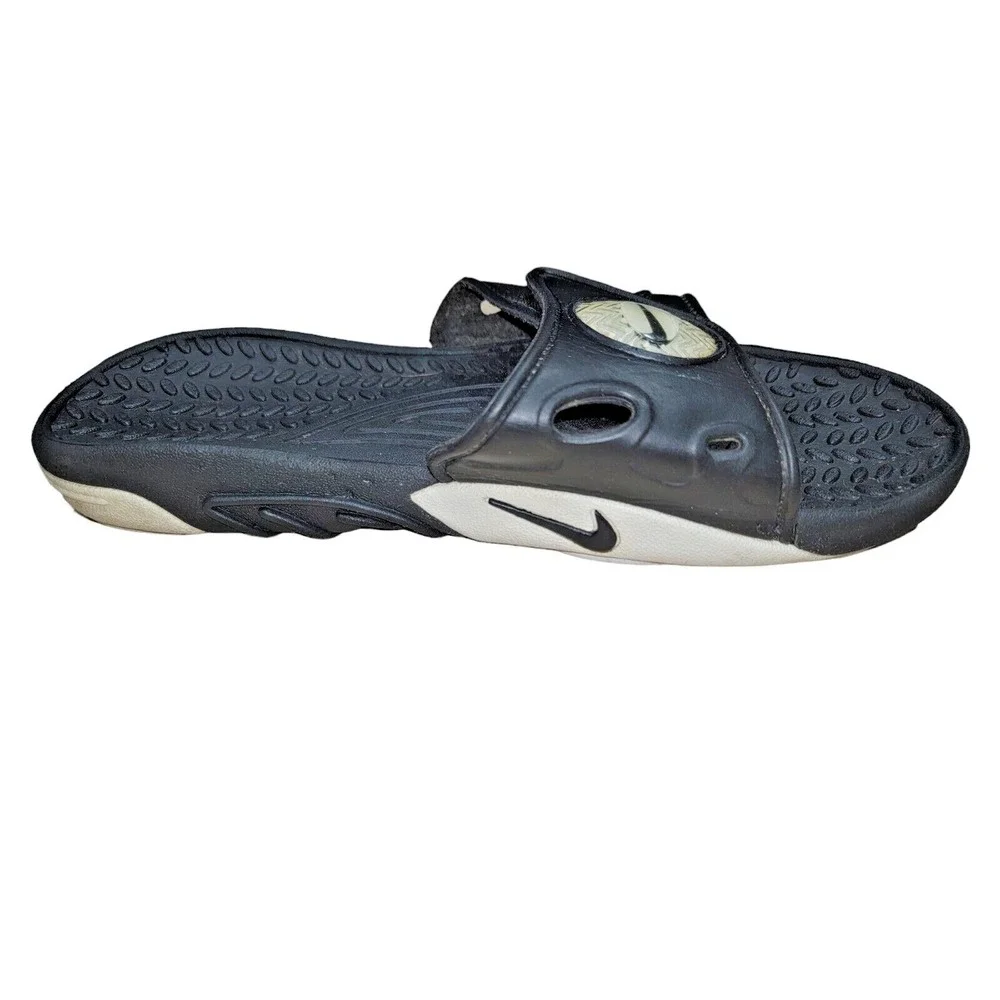 Vintage Y2K Nike Slides Men's Black White Rubber Sandals Size 12 - 810006 001